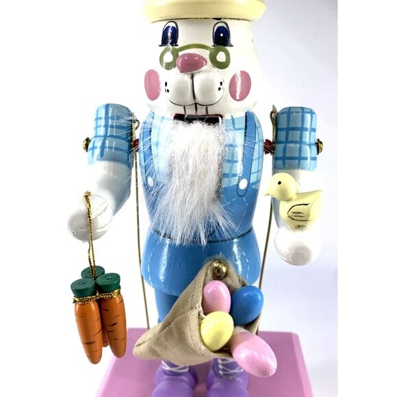 Kurt Adler Easter Rabbit Nutcracker Bunny Musical Music Box Hand Painted 12" - Picture 3 of 10